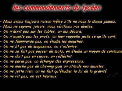 les commandements du lycéen